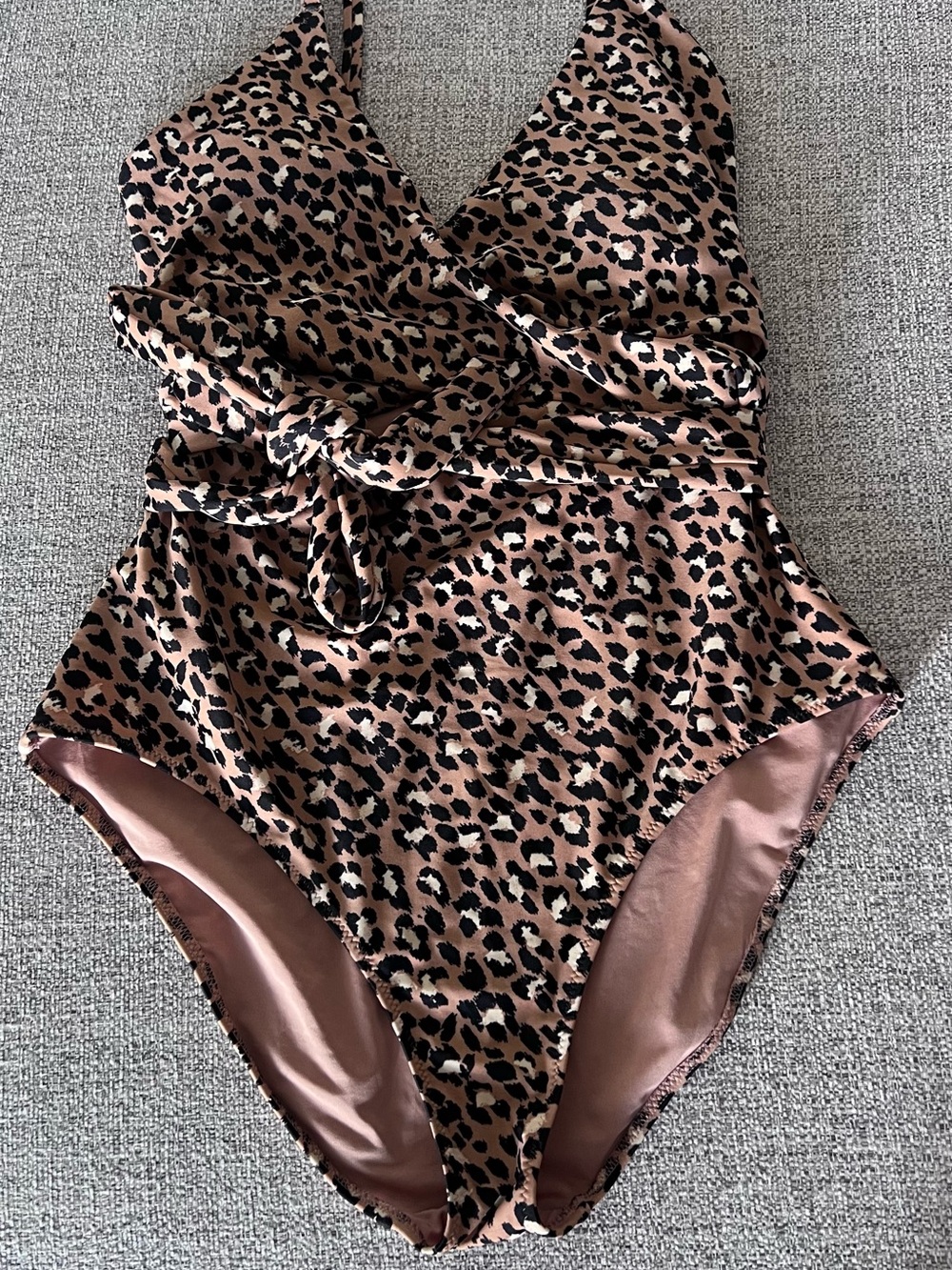 aerie Leopard Print One-Piece Swimsuit in Brown and Black